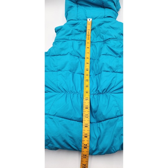 Hollister Puffer Vest Teal Hermosa Logo Hooded Women's XS Lightweight Fleece - Picture 8 of 9